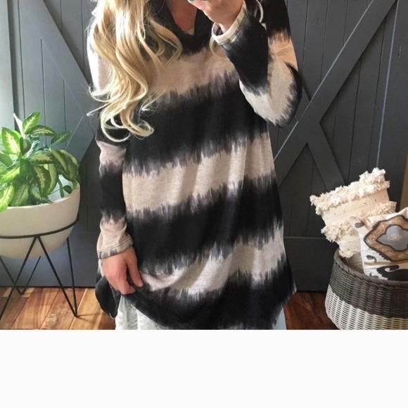 Plus Size Tie Dye Cowl Neck Sweater - Picture 1 of 3